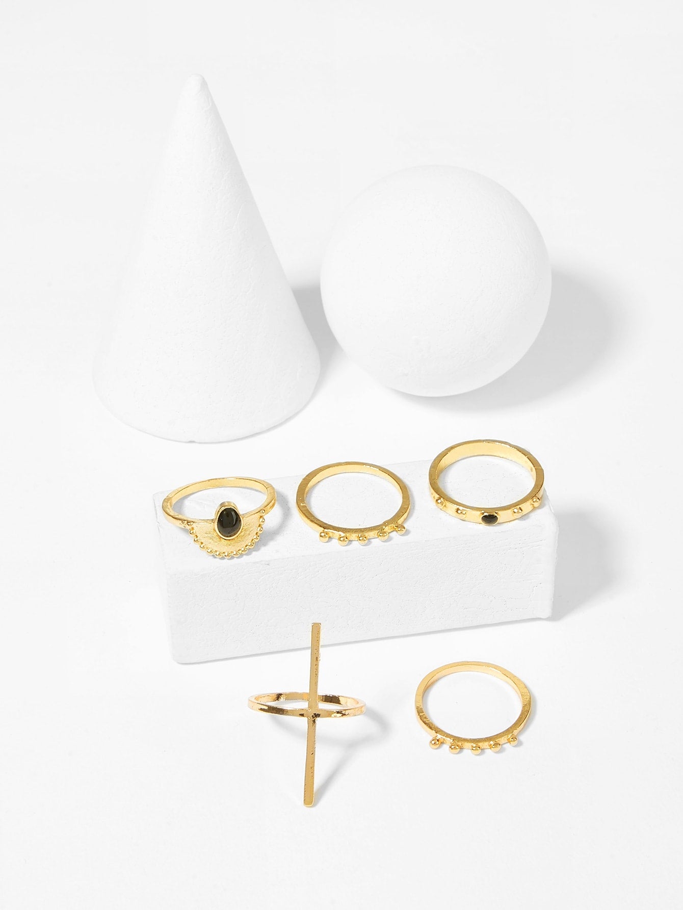 Camryn Bar And Half Round Ring Set - Didi Royale